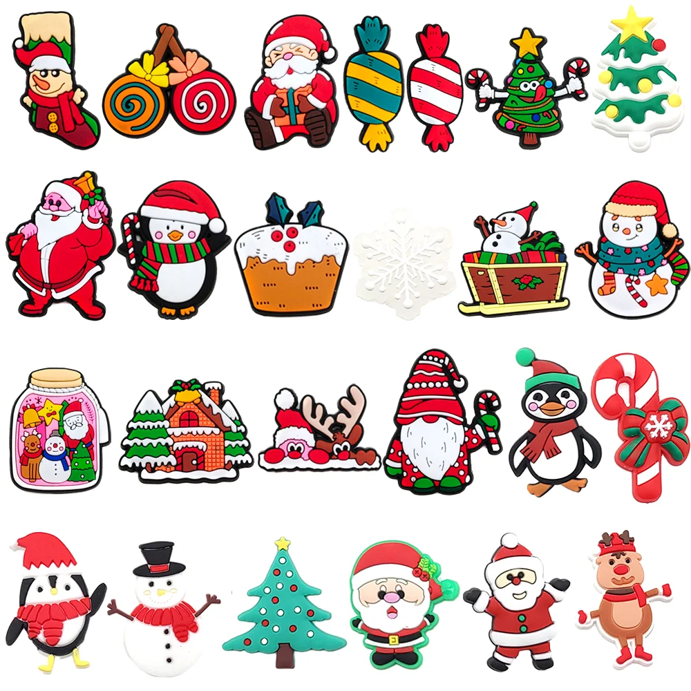

Hot 1pcs Candy Christmas tree Shoe Charms funny DIY clog Shoe Aceessorie Fit Sandals Decorate Buckle Kid X-mas Gifts