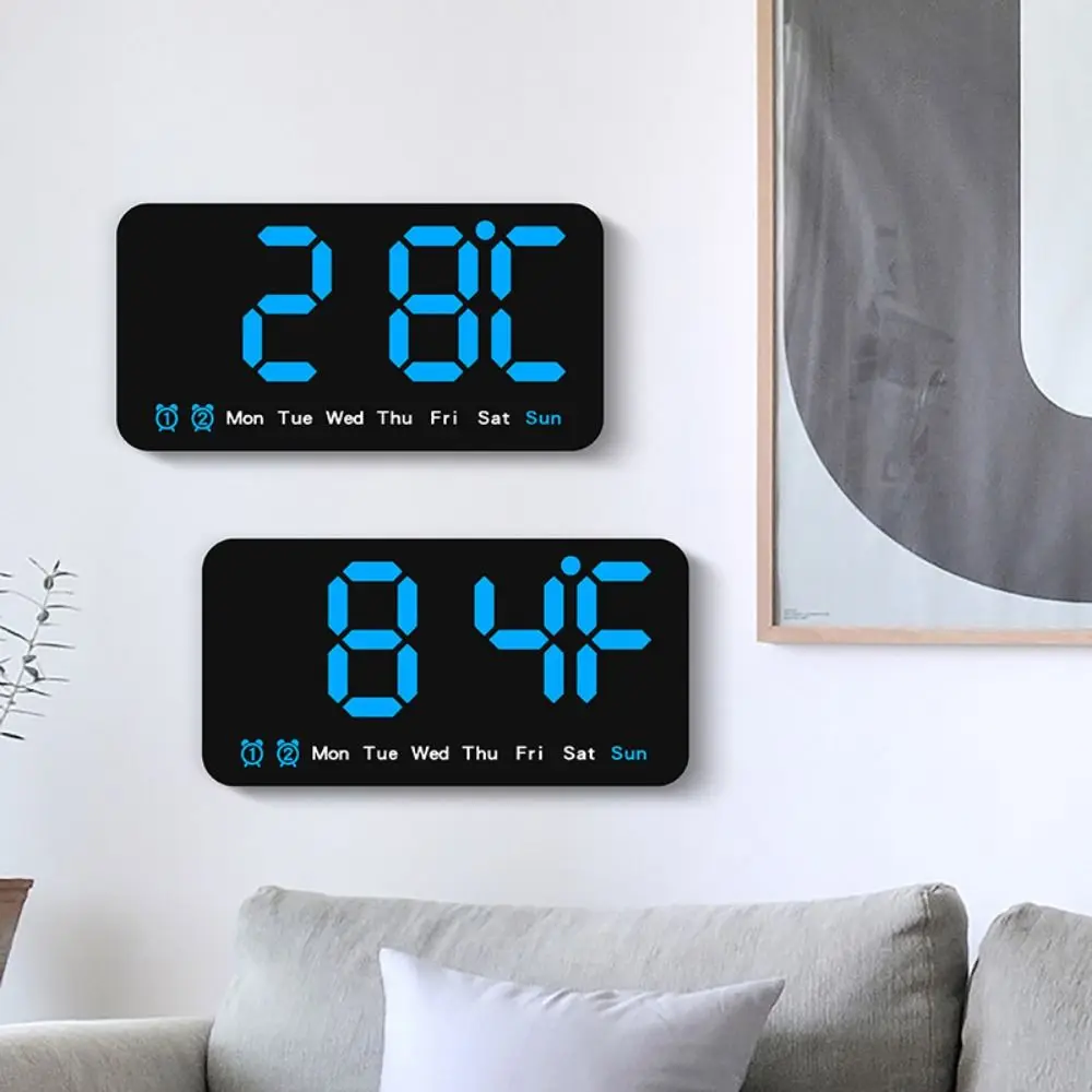 Description Picture 2 of itemElectronic Wall Clock Temperature Date Display Table Clock Wall-mounted Digital LED Clocks for Home 12/24H Voice Control DST