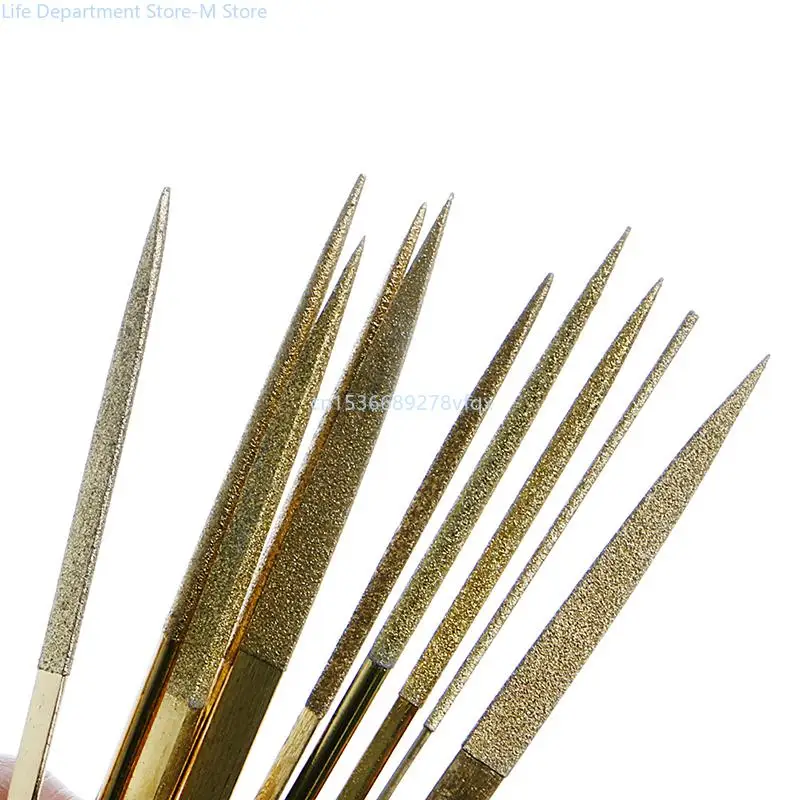 

New 10Pcs for Titanium Diamond Coating Needle Flat File Set Metal Working Craft