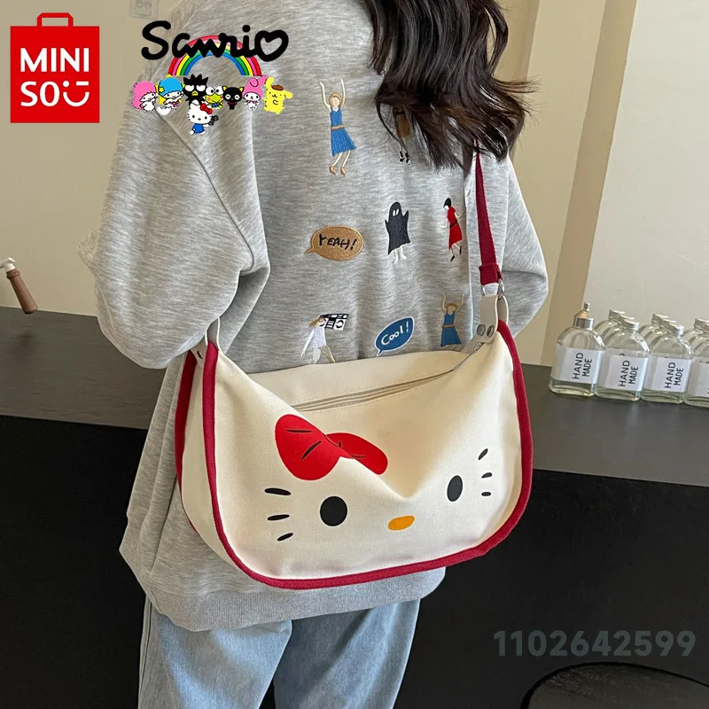 MINISO 2024 New Women's Crossbody Bag Fashionable and High Quality Women's Handbag Cartoon Large Capacity Phone Storage Bag