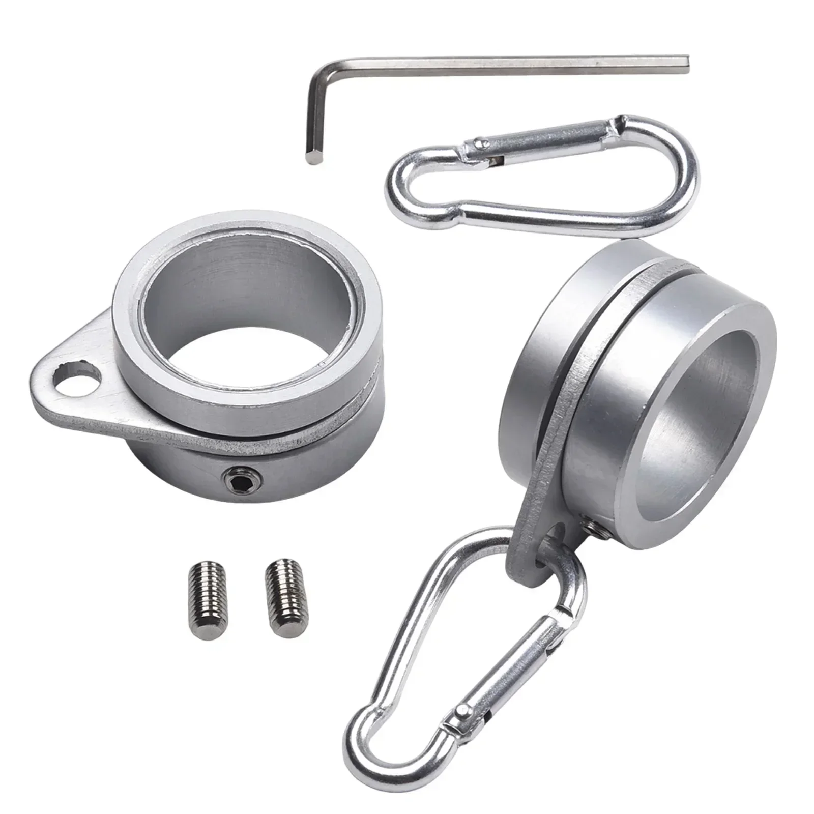 2pcs Aluminum Alloy Flag Pole Rings Flagpole Flag Mounting Rings With Carabiners AntiWrap for 0.75-1 In Pole for 360&deg; Rotating Flag Pole Attachments