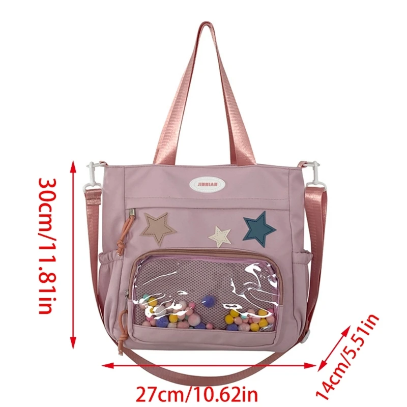 Modern Clear Single Bag Nylon Shoulder Bag Casual Crossbody Handbag for Student E74B
