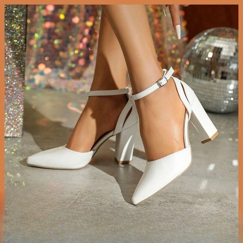 Women's Fashion New Shoes White Soft Leather High Heels Cute Bow Elegant Sexy Wedding Banquet Party Toe Hollow Pointed Shoes