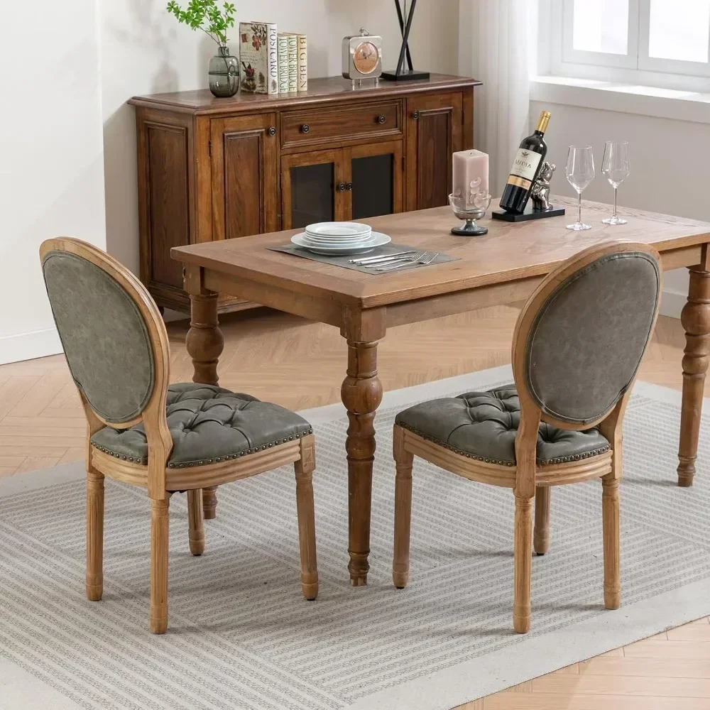 French Country Dining Chairs Set of 6,Olive Kitchen & Dining Room Chairs,Faux Leather Kitchen Chairs(PU,Pine Green, 6Pcs) 3