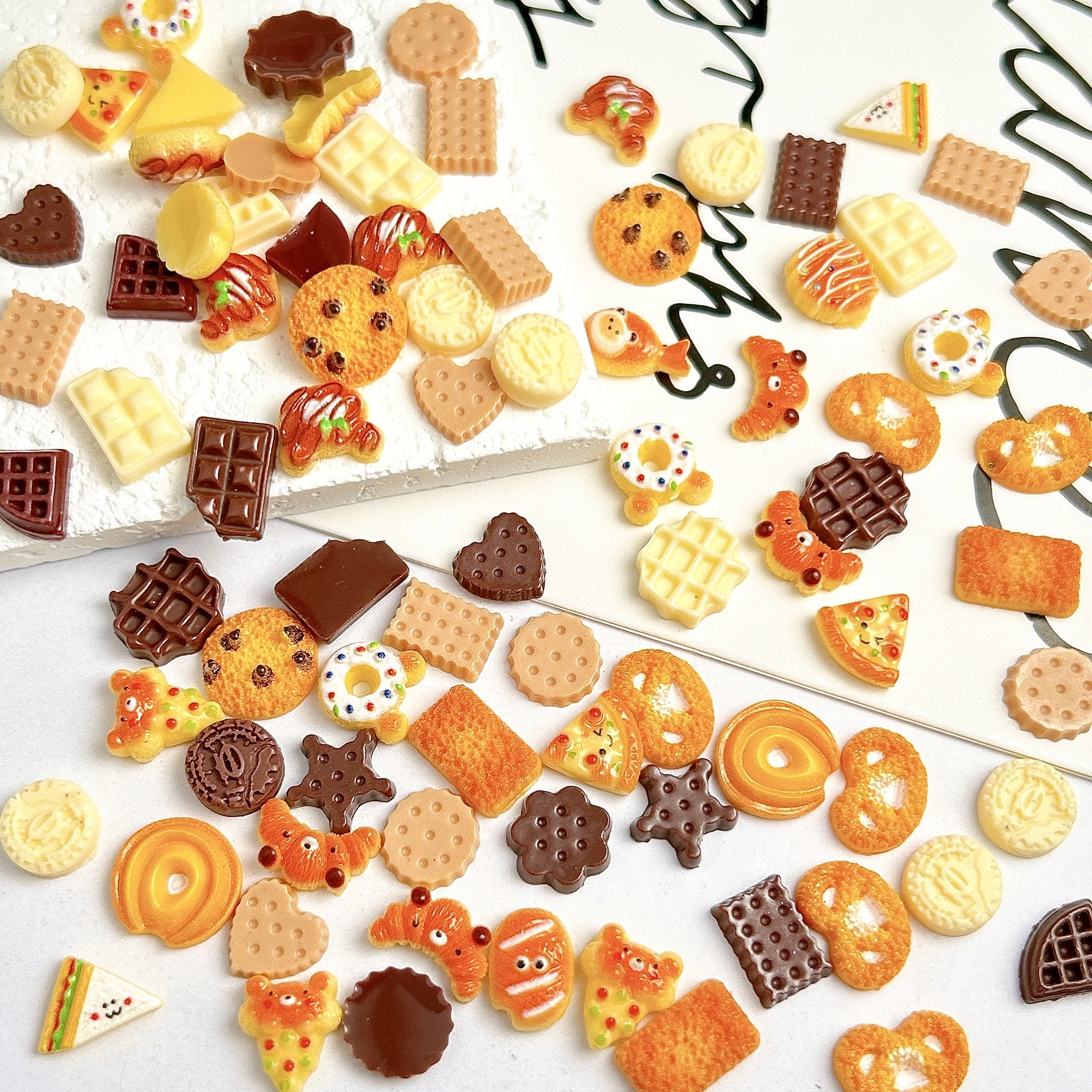 Cute Bear & Ice Cream Chocolate Nail Art Charms - Fun Dessert-Inspired Nail Accessories