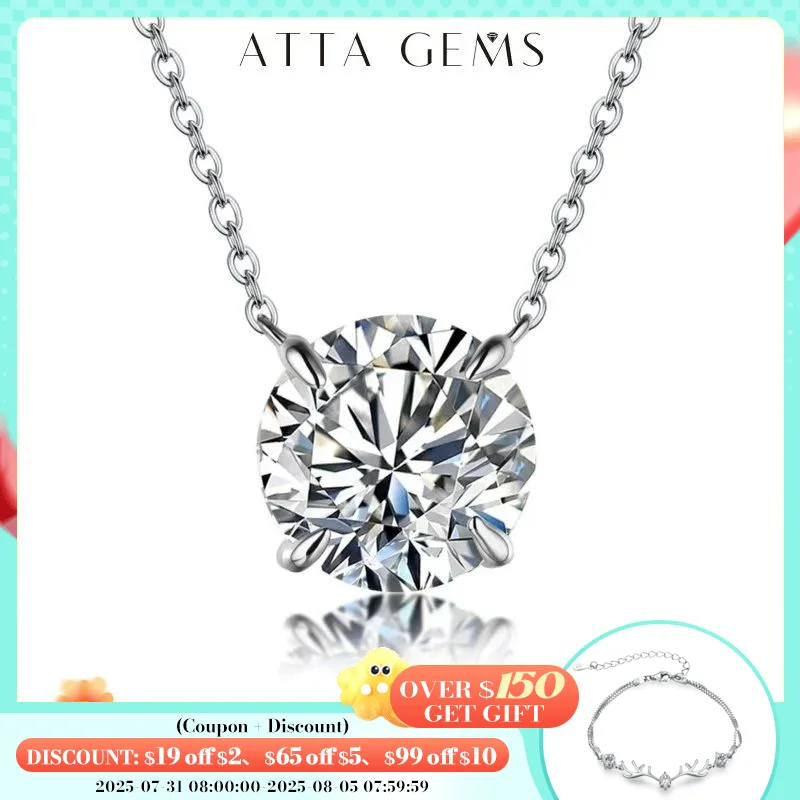 Silver Necklace Moissanite Diamond 6.5mm 1CT Necklace For Woman Pendant 925 Silver Necklace Chains Party Bridal Fine Jewelry