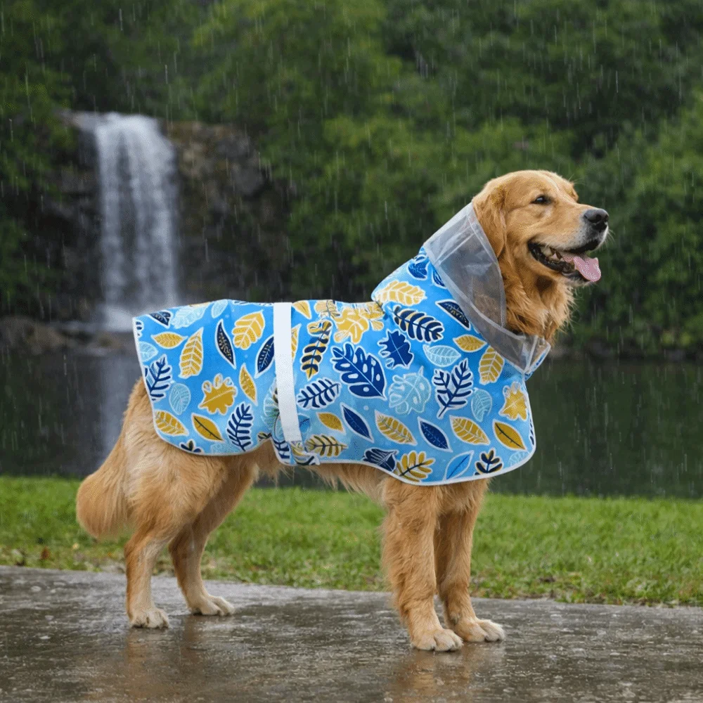 애완동물 의류 조절 가능한 반사 방수 과일 프린트 강아지 후드 레인코트 방풍 강아지 재킷 야외용