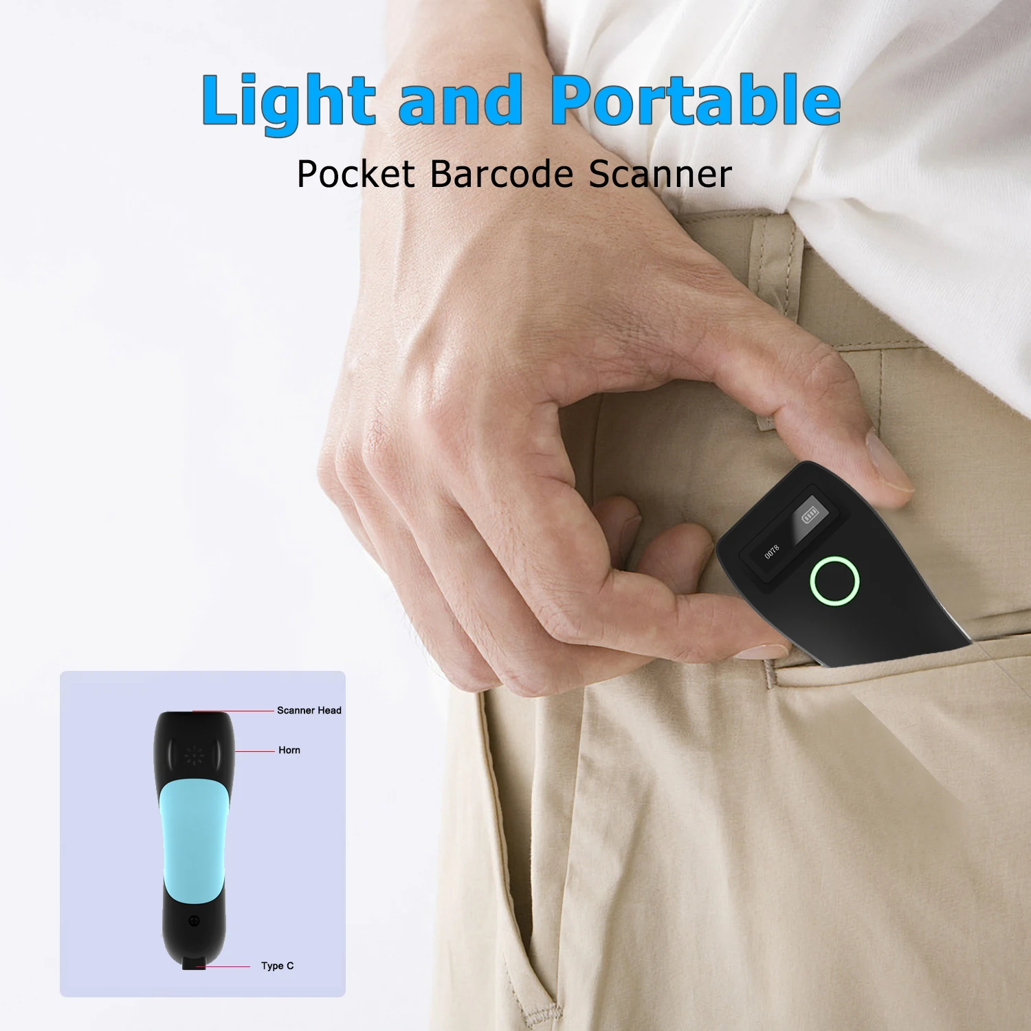 HOLYHAH D80 Bluetooth Wireless 2D Barcode Scanner Pocket QR Bar code Reader PDF417 for Tobacco Garment mobile payment Industry