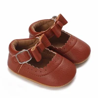 Cute Baby Casual Shoes Baby Bow Anti slip Rubber Soft Sole Flat Shoes PU First Walker Newborn Bow Decoration Mary Jane 4