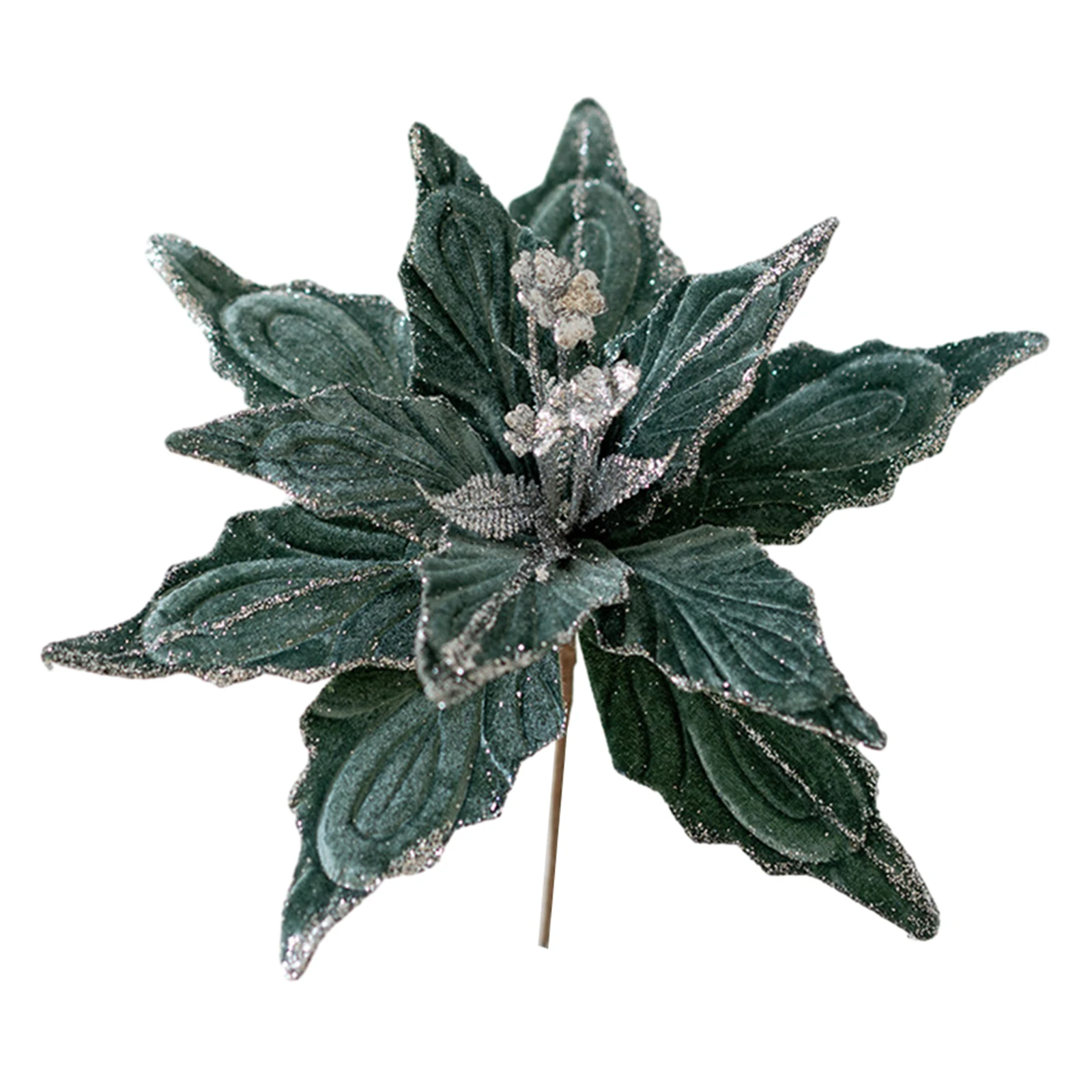 thumbnail image 1 of Flor de Pascua navideña con purpurina de 28 cm para colgar en el árbol de Navidad, decoración falsa para el hogar, 1 of 5