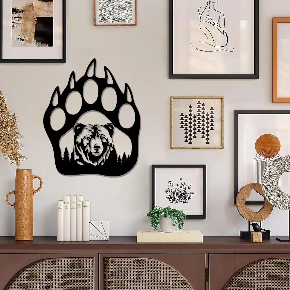 

Metal Home Decor Bear Paw Home Living Room Decor Wall Sign Metal Bear Decor Rustic Cabin Hunting Bear Paw Decorationsr Wall De