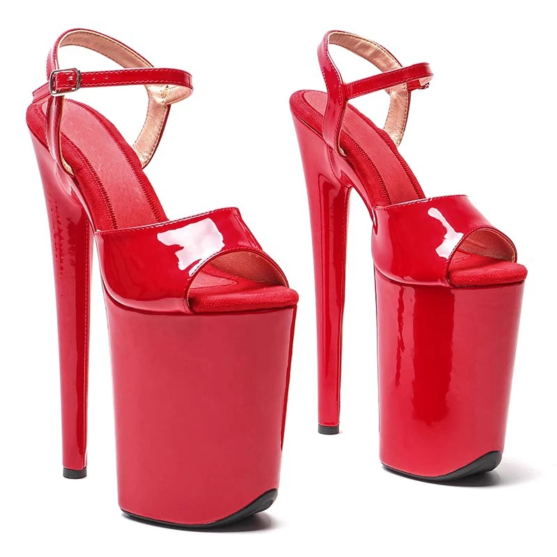 

Model Shows Wome Fashion 23CM/9inches PU Upper Platform Sexy High Heels Sandals Pole Dance Shoes 037