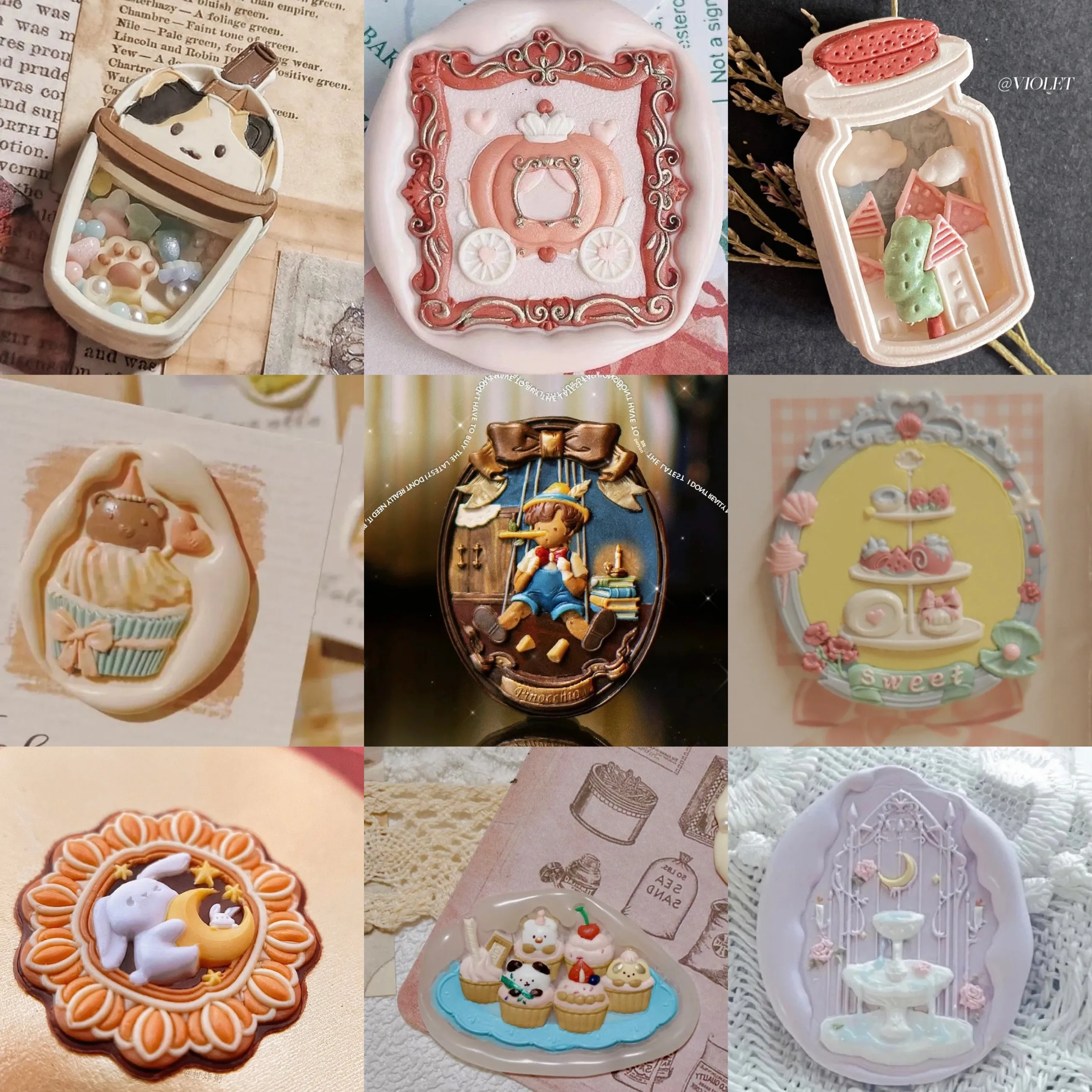 Sweet Series Fire Seal Stamp Relief Head Panda Paper Cup Cake Series Strange  Milk Tea Precision Copper Head Stamp