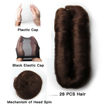 28 Pieces Natural Wave Human Hair Bundles 3/4/5 Inch Short Indian Hair Weave Bundles With Top Closure Human Hair Extensions