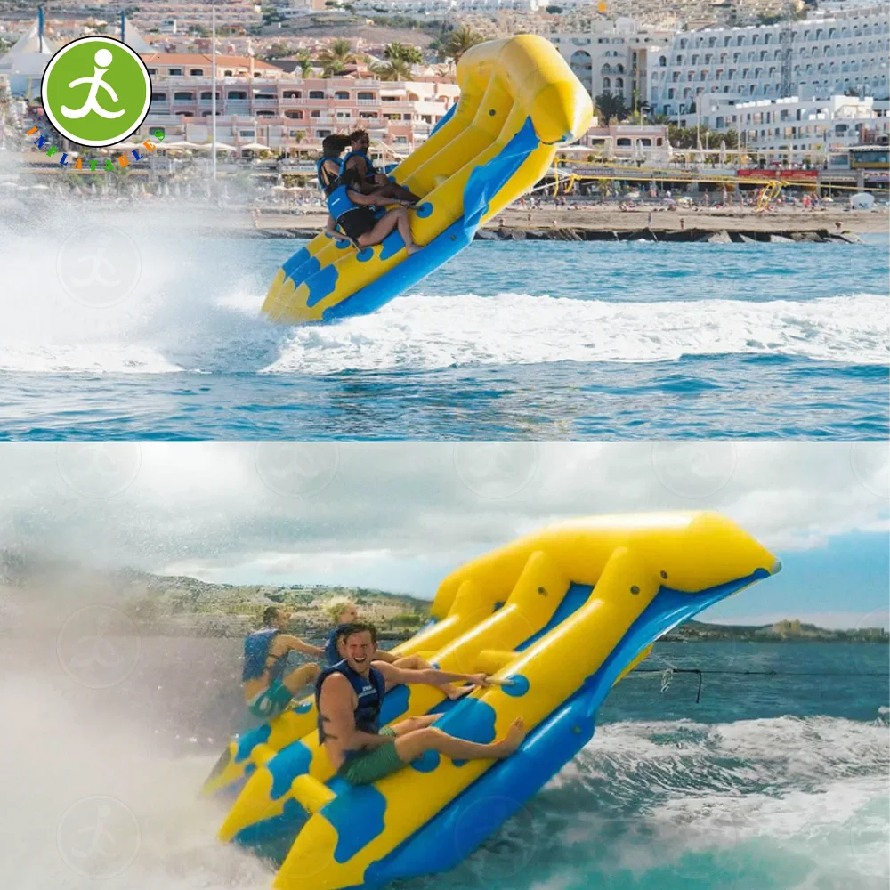 Customizable water toys crazy giant inflatable flying fish water sports banana boat flying fish tube towing amusemen