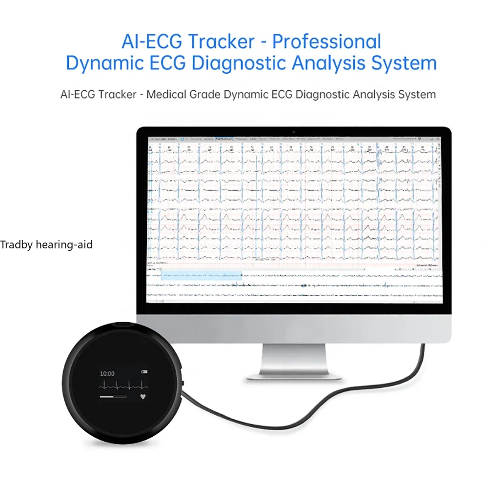 72 Hour AI ECG 12 Channel Holter ECG EKG,Rechargeable ,12/3 Channel ,AI-ECG Tracker Report,50G,Real-timewaveform Display