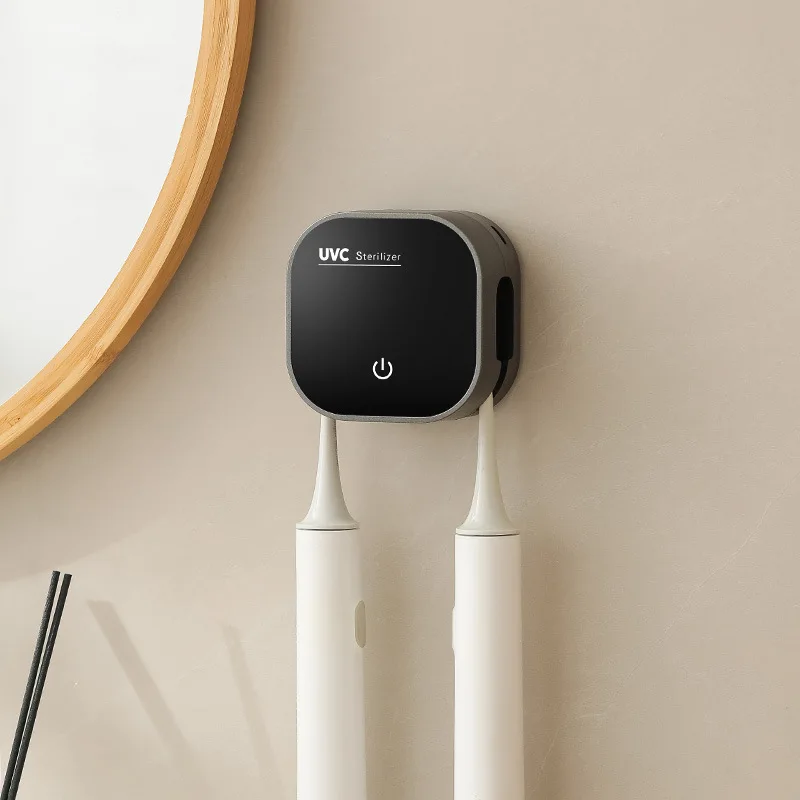 Smart Square Toothbrush Holder UV Sterilizer Convenient Mini No-Punch Wall Mount TYPE-C Rechargeable Long-Lasting Battery Life