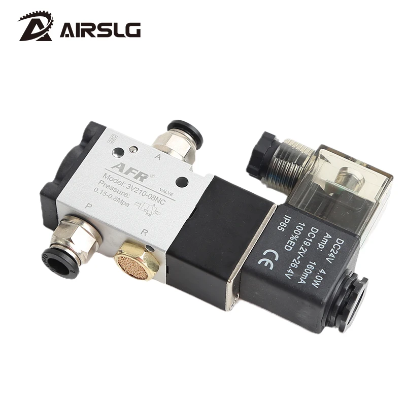 정상 폐쇄 공압 에어 솔레노이드 밸브, 3V210-08-NC, DC24V, AC220V, 정상 개방, 3V110-06-NO, 3V210-08, 3V310-10, 3V410-15