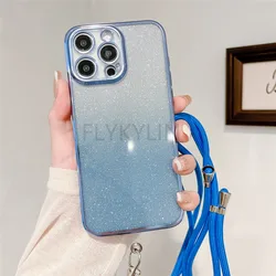 Gradient Glitter Necklace Strap Lanyard Phone Case - Soft Silicone Cover - 7 Plus or 8 Plus (3)
