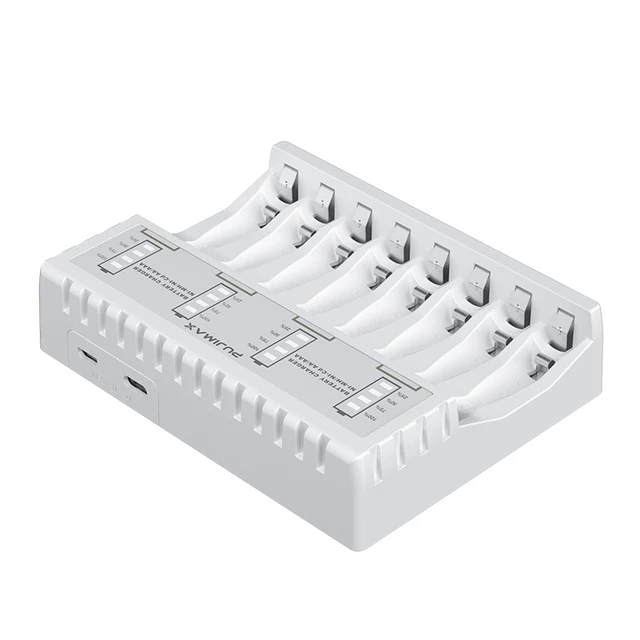 Carregador de bateria 8 slots com indicador led para ni mh ni cd aaa aa