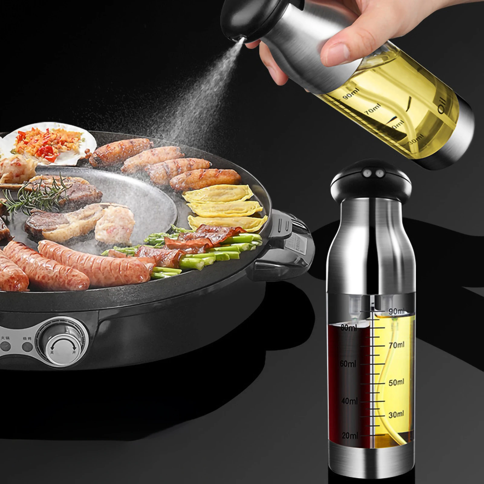 

100 ml Stainless Steel Double-Headed Oil Vinegar Bottles Oil Dispenser for Cooking Olive Oil Spray for Salad BBQ Kitchen Baking
