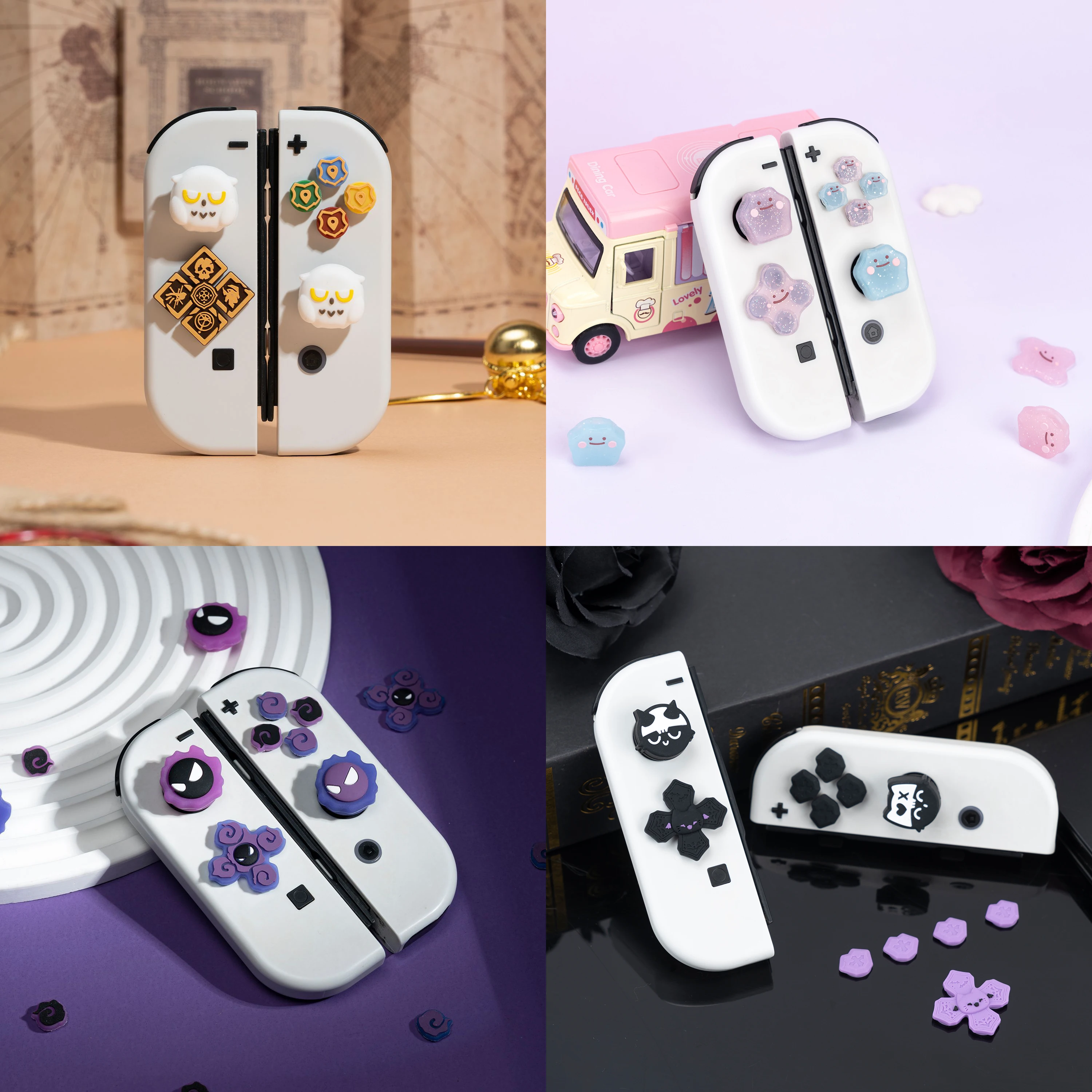 Милая силиконовая Мягкая D-pad перекрестная Кнопка ABXY, стикер для ключа, оболочка для Nintendo Switch Oled Joy-con, Стик для большого пальца, крышка для захвата