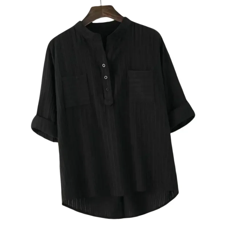 Cotton Linen Blouses Casual Women Outfit