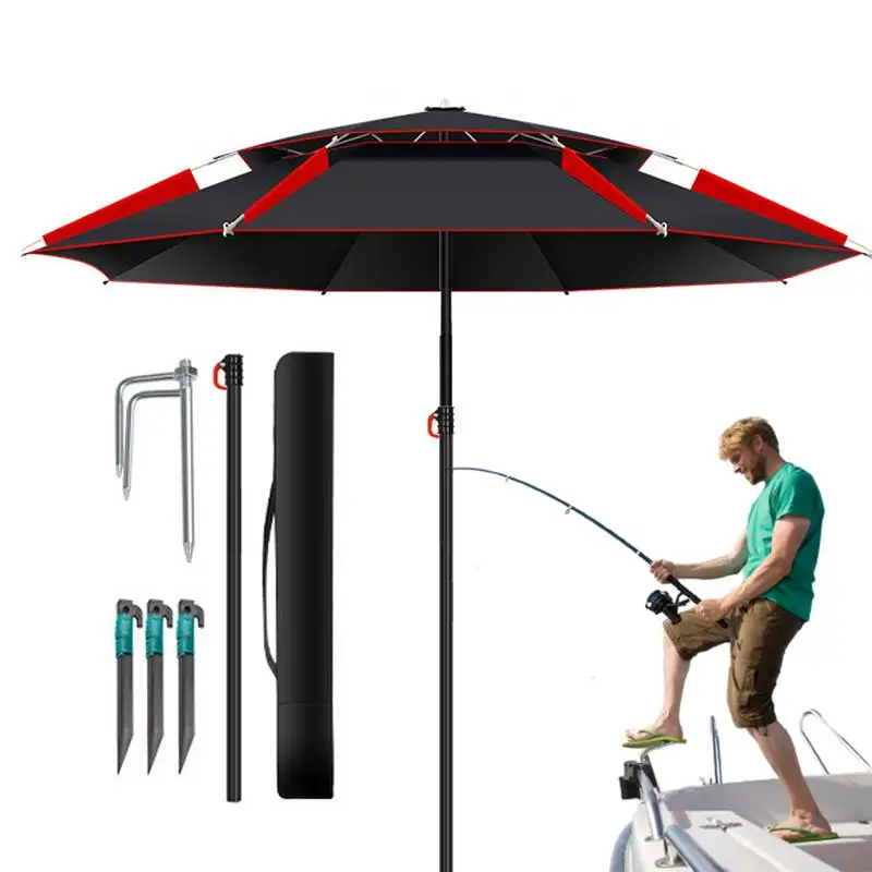 Parapluie de pêche 1,8m rotation 360° épais pliable protection soleil neige plage camping