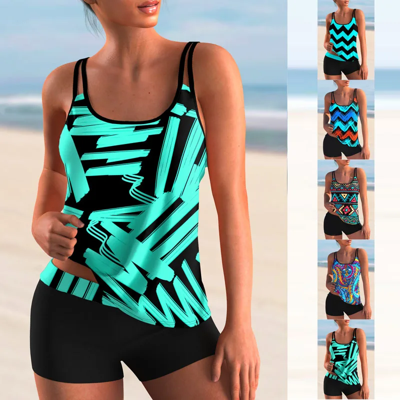 

2023 Summer New Fashion Print Swimwear Women's High Waist Sexy Swimwear Women's Two Piece Swimwear Tankini Swimwear Beachwear