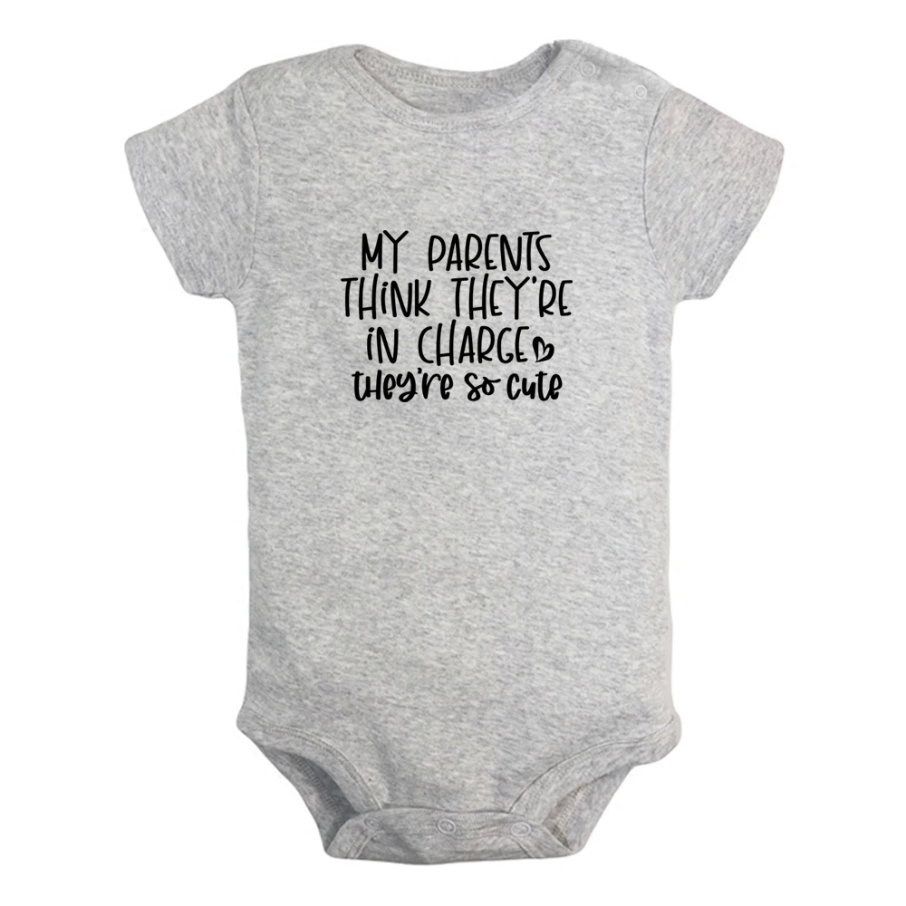 

My Parents Think They're In Charge They are So Cute Fun Graphic Baby Bodysuit Boys Girls Rompers Infant Short Sleeves Jumpsuit