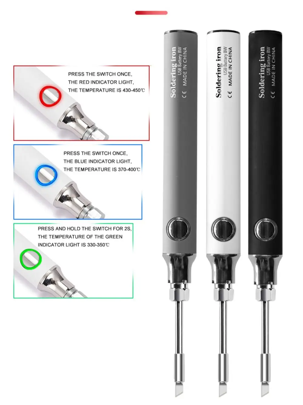 

Charging Electric Soldering Iron Solder Iron USB 5V8W Fast Charging lithium battery Portable Wireless Repair Welding Tools