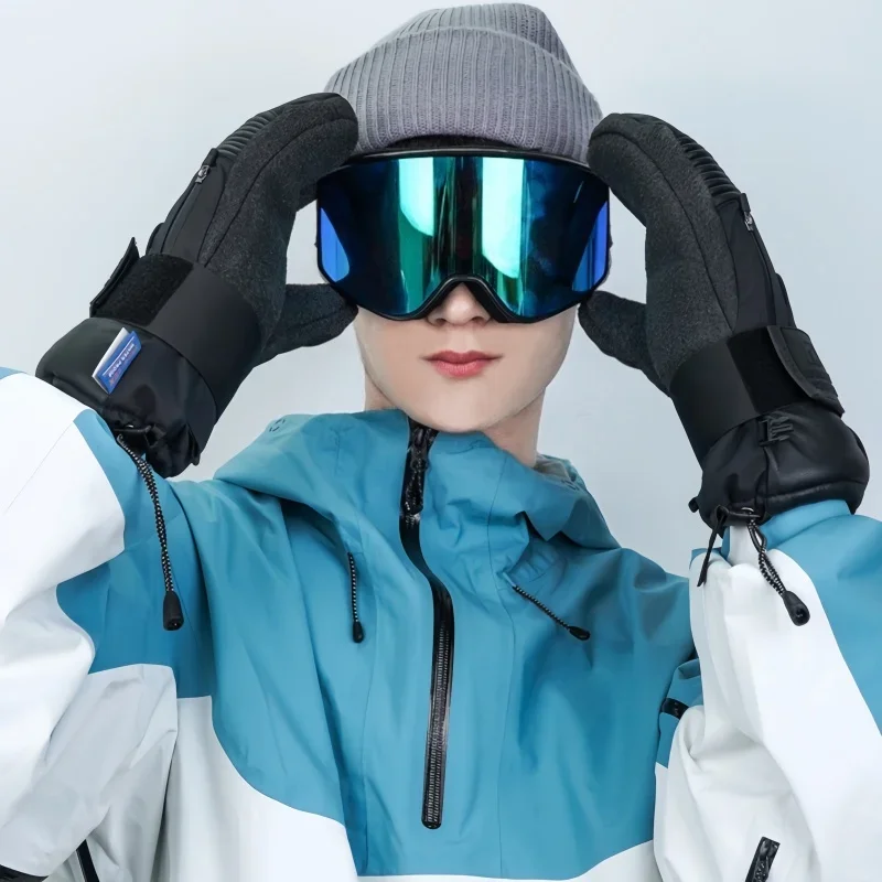 Professional Ski Gloves Winter Warm Anti-slip Three-finger Gloves With Wrist Guard Outdoor Riding Waterproof Touch Screen Glove 3