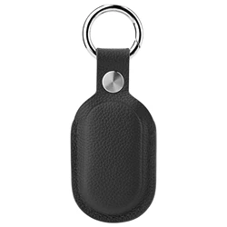 Genuine Leather Keychain Case for SmartTag2 - Premium Holder for Keys, Luggage, and Pets (Black)