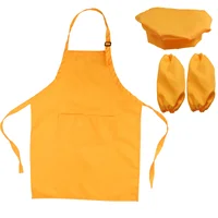 Kids Chef Playset Child Cooking Hand Cuff Apron Children Sleeve Hat Reverse Wear 1