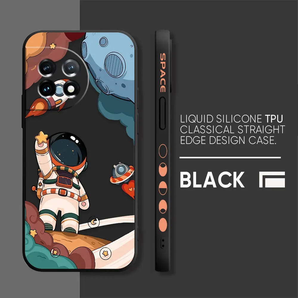 thumbnail image 1 of Case For Oneplus 5 6 9 9R 8 8T 7 7T A3 2 2V NORD 3 2 Lite Pro Simple Liquid Silicone Case Cute Cartoon Spaceman Astronaut, 1 of 5