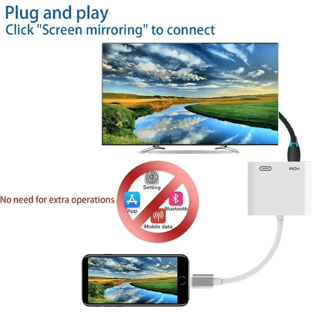 1080P HD HDMI-Compatible Projection Cable Adapter Audio Sync Screen Connector for Lightning To HDMI-Compatible Converter Adapter