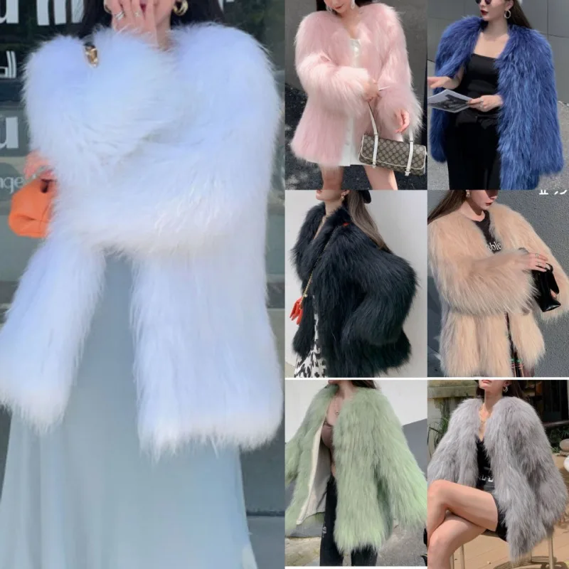 

Women Autumn Winter Faux Fur Coat Jacket Coat Fluffy Warm Overcoat Outwear