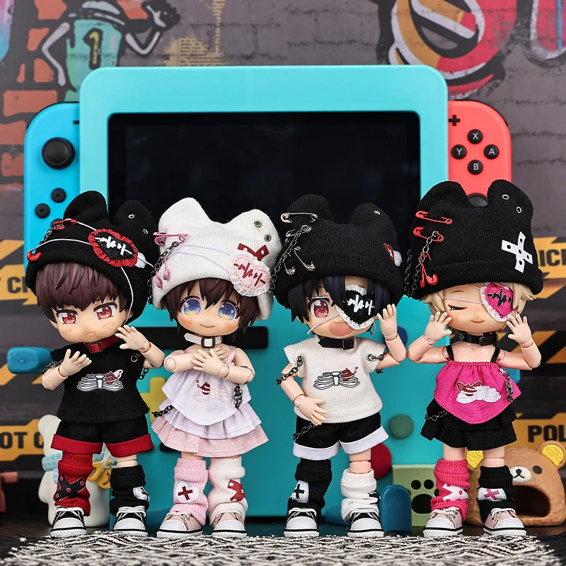 Ob11 Clothes Heart Beat Series Set Trendy T-shirts Shorts Cool Hats For Molly 1/12BJD GSC YMY P9 Body UF Doll Accessories 3
