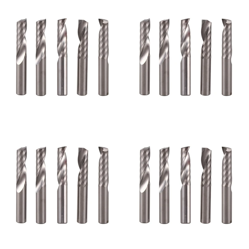 

20Pcs 6Mm 1/4 Inch Carbide Cnc Router Bits One Single Flute End Mill Tools 22Mm