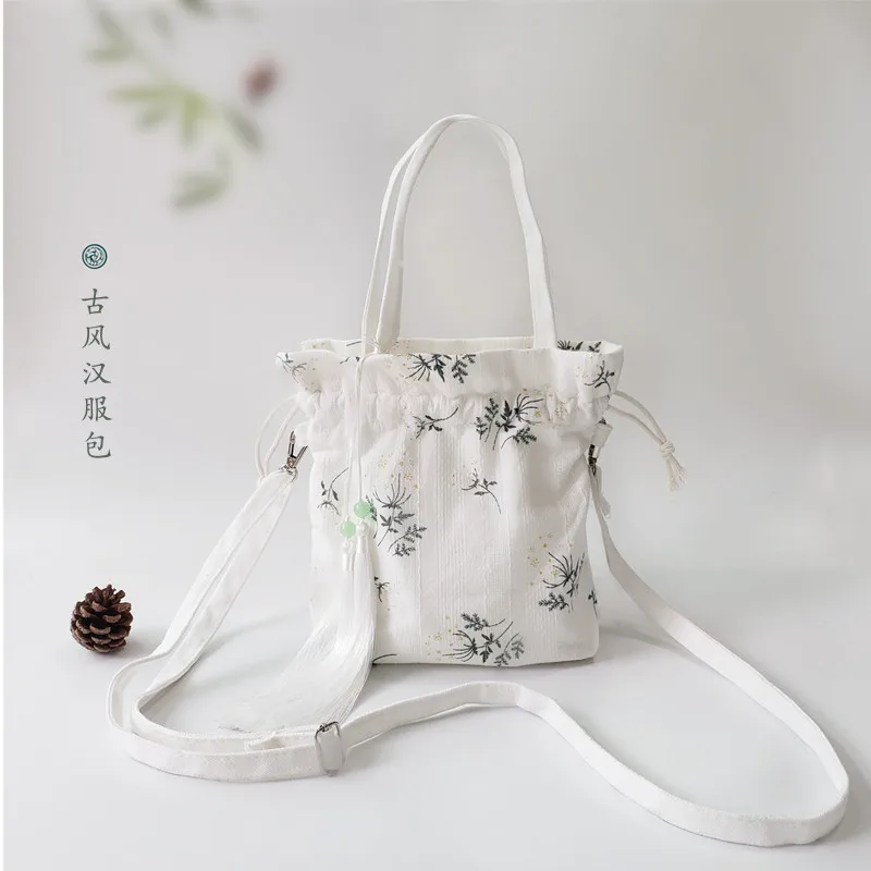Bamboo Pattern Ancient Style Han Chinese Clothing Bag Crossbody Bag Portable Matching Ancient Costume Artistic and Ancient Style