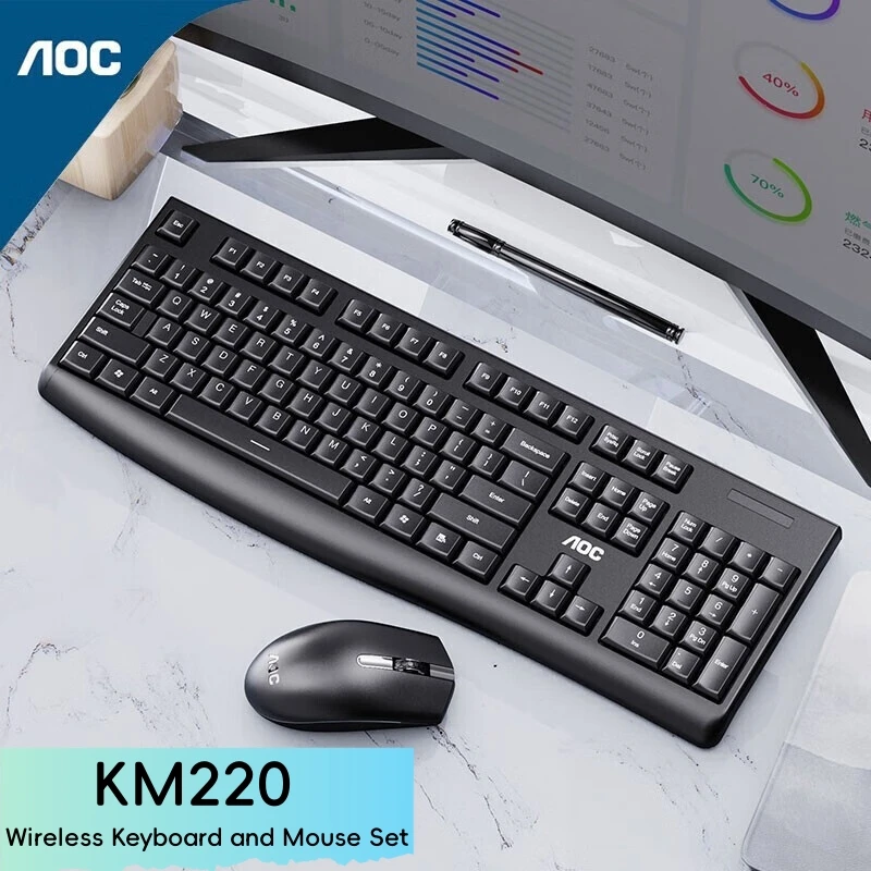 Клавиатура и мышь AOC KM220 беспроводные, набор с шоколадной клавиатурой для бизнеса, офиса, дома, ноутбука, компьютера, универсальный