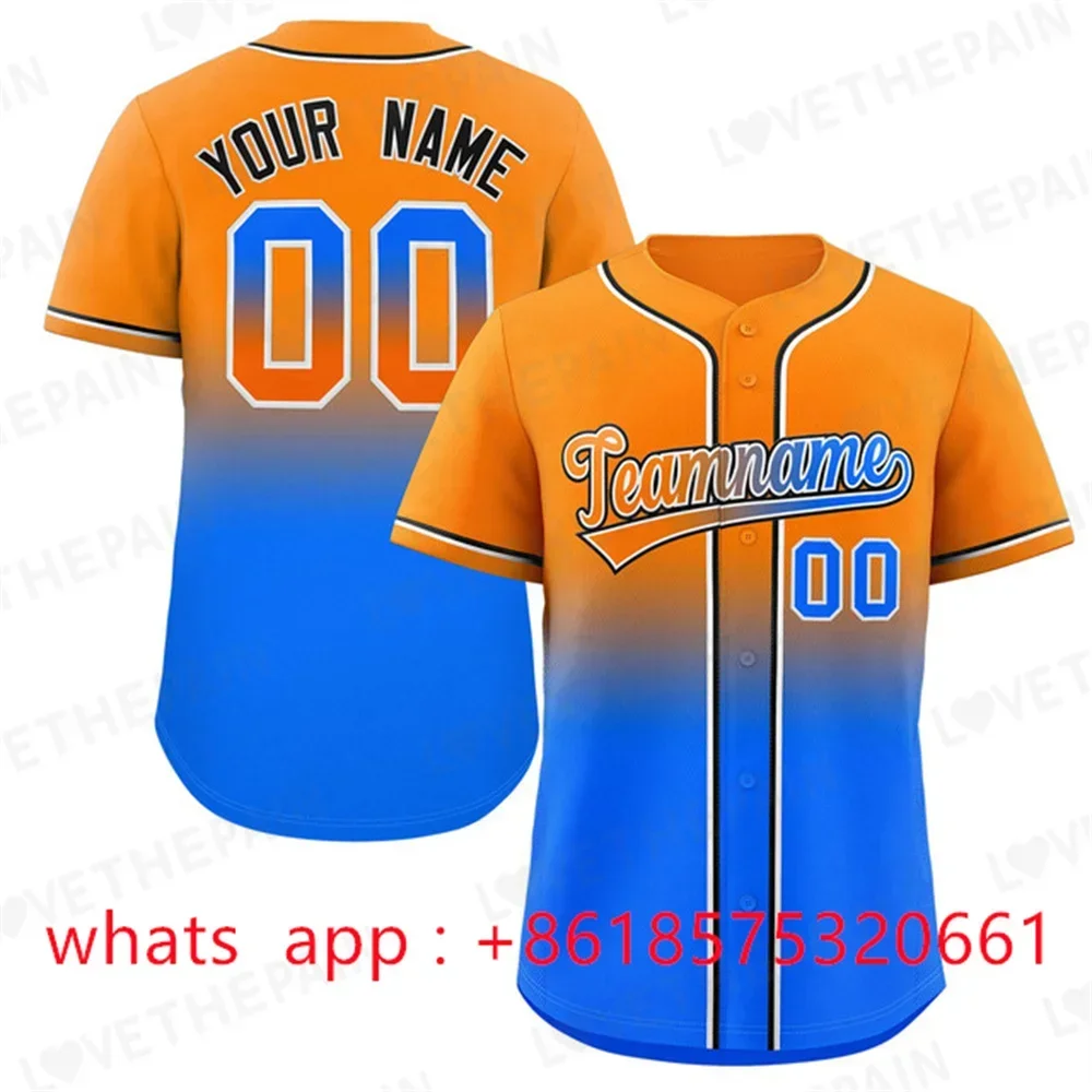 Baseball Jersey Button Down Plain Short Sleeve Hipster Hip Hop T Shirts Baseball Jersey add your name number