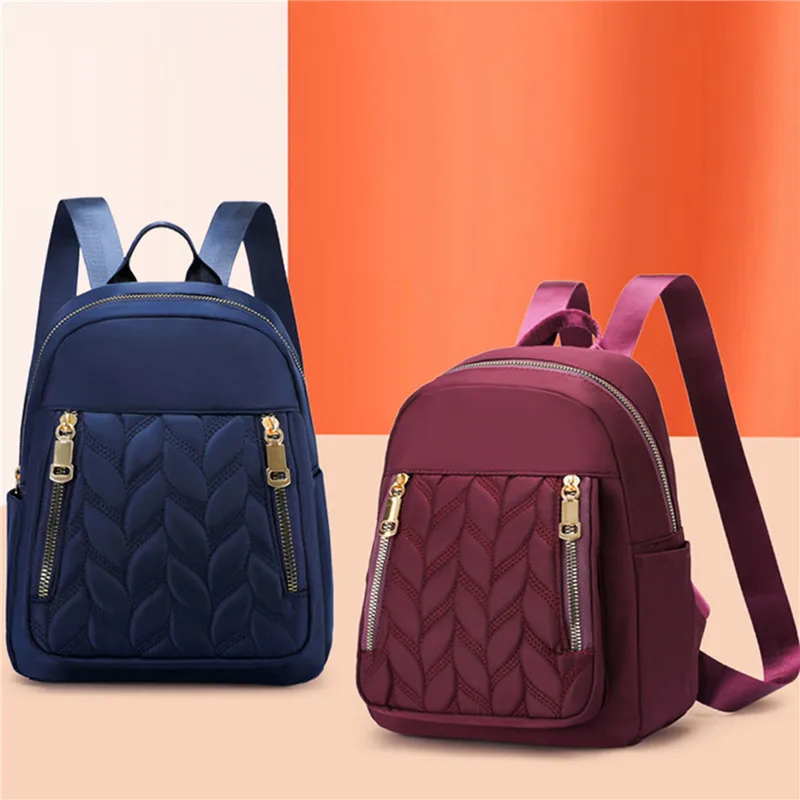 Fashion Women Backpack Urban Simple Casual Backpack Trend Travel Solid Color Nylon Bag
