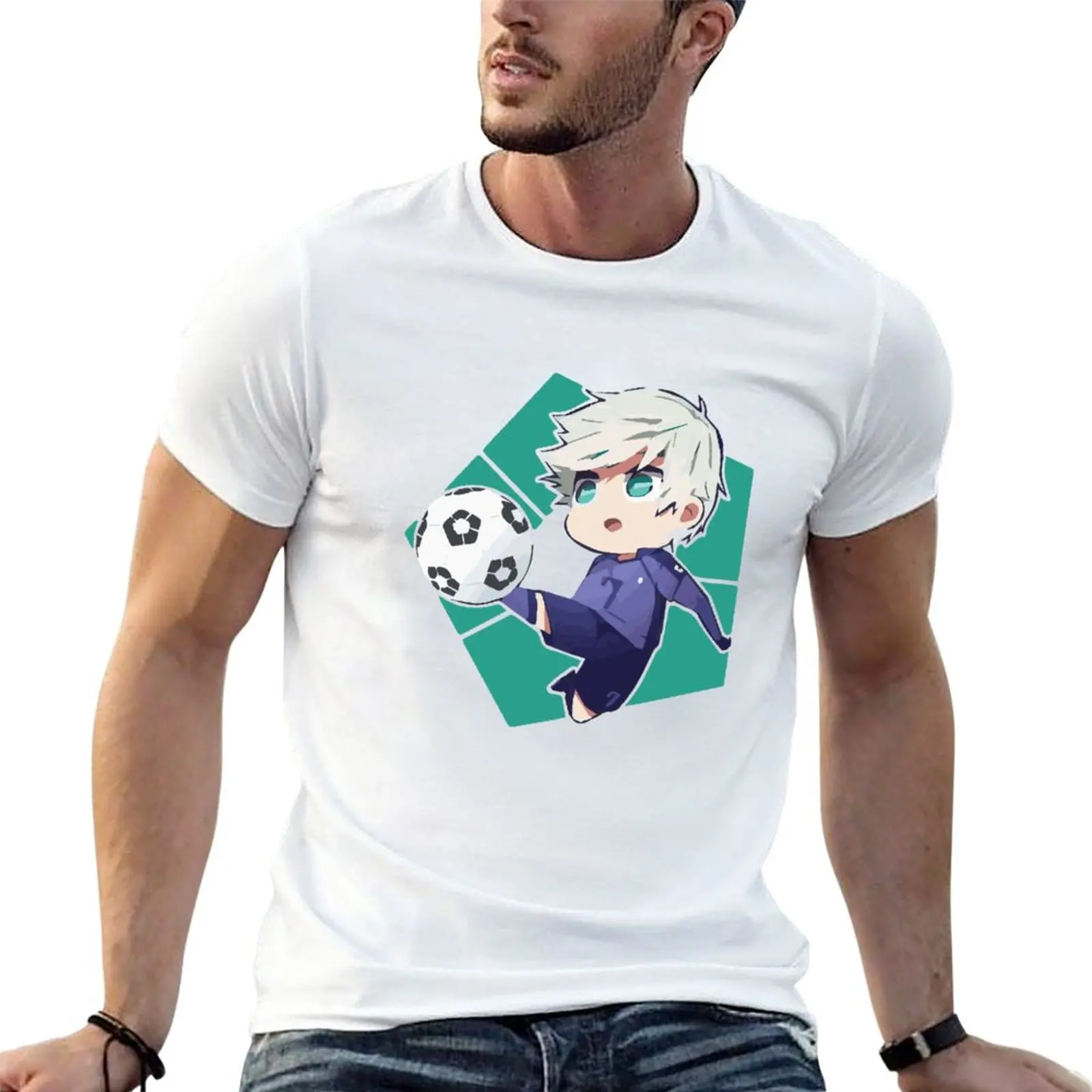 

blue lock - soccer anime chibii T-Shirt summer top anime graphics t shirt Men's t-shirts
