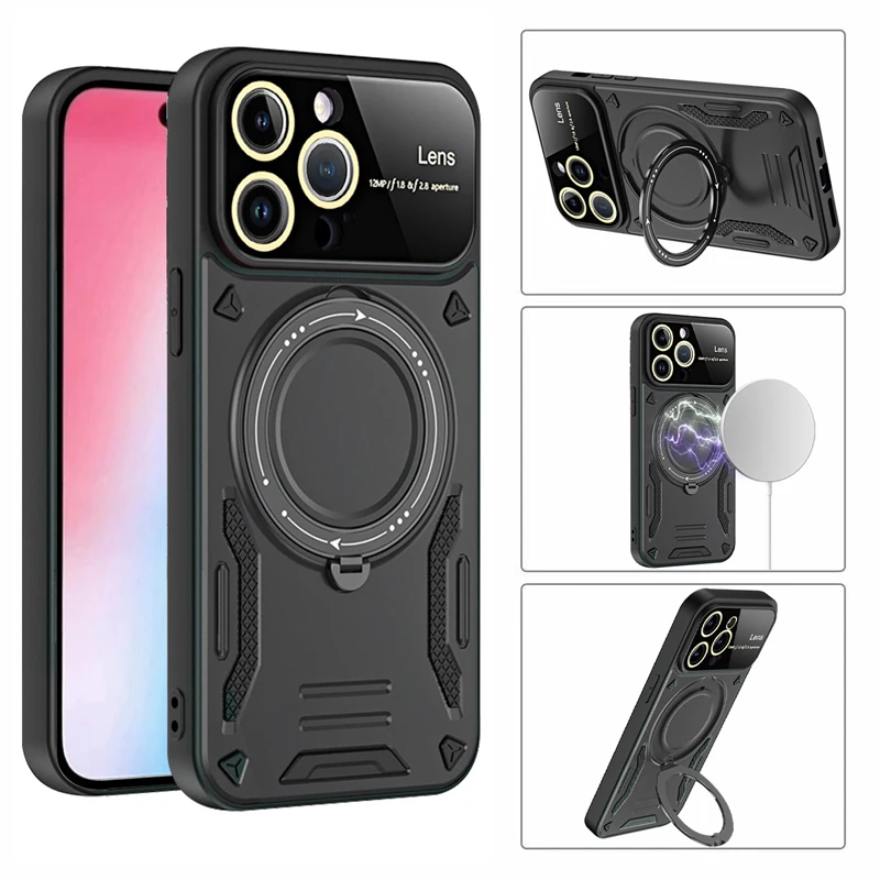 Bananq Magnetic Ring Stand Case For Motorola G84 G60 G53 G32 G22 4G G14 G13 E22 E22i E20 E13 Wireless Charging Phone_voghion.com