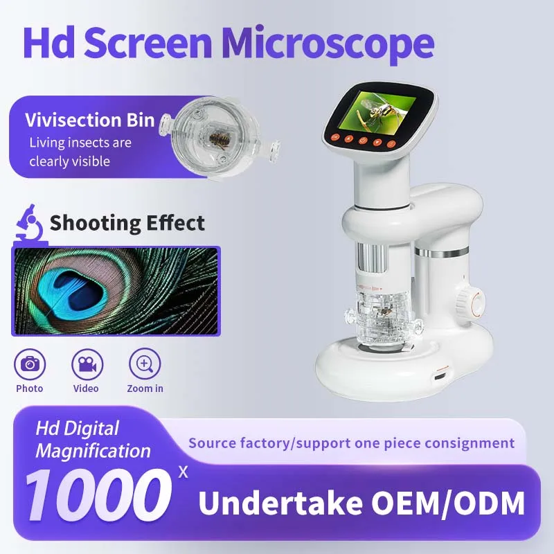 

1080P видео микроскоп цифровой HD портативный Детский обучающий микроскоп 500/1000x 1280*720/25fps