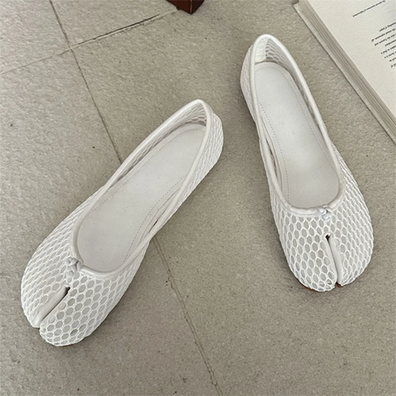 Summer Hollow Out Mesh Split Toe Women Tabi Ballet Flats Comfortable Walking Loafers Casual Ladies Dance Shoe Zapatos De Mujer