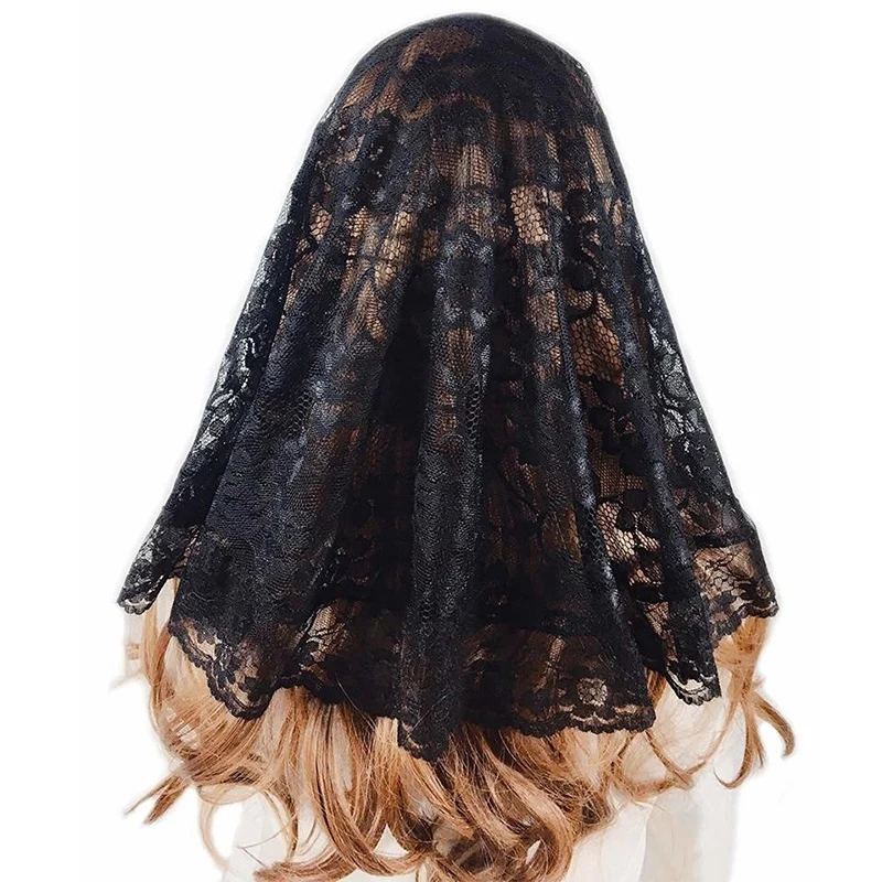 

Black Ivory Short Mantilla Veil For Church Vintage Catholic Veil Bridal Head Covering Scarf Latin Mass Velo Negra Voile Mantille