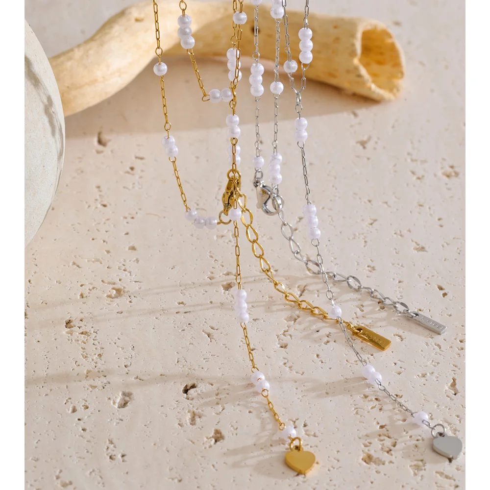 Yhpup Necklace Imitation Pearls Water Resistant