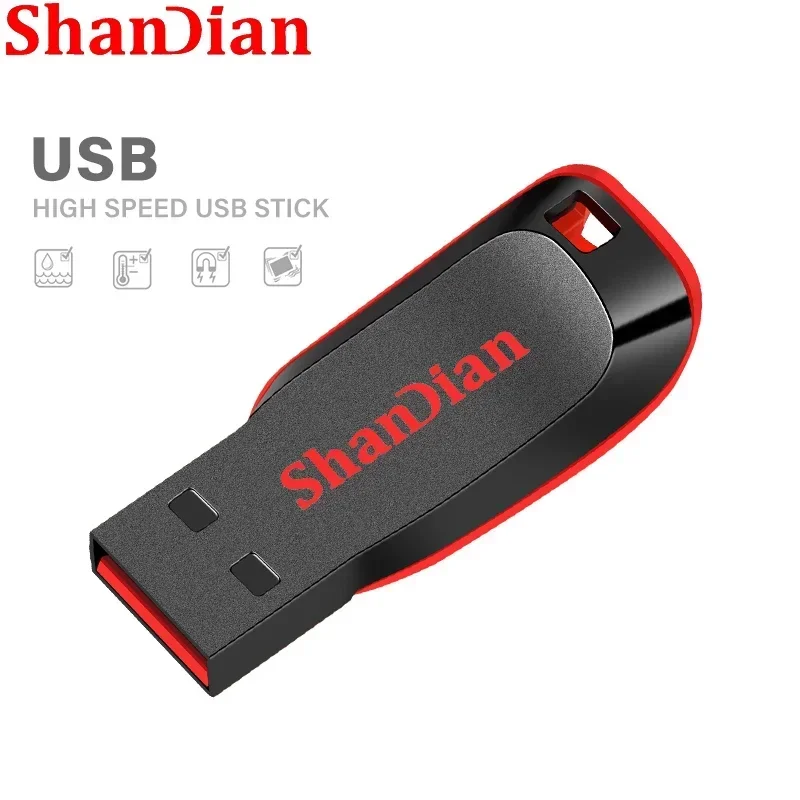 thumbnail image 1 of SHANDIAN Memoria USB genuina de alta velocidad de 128 GB, memoria USB negra con llavero de regalo, memoria USB de 64 GB, 32 GB, regalo de empresa de 16 GB, 1 of 5